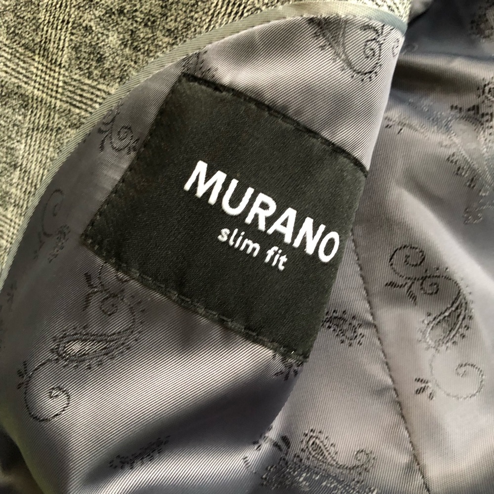 Murano Slim Fit Gray Plaid Blazer Jacket - Picture 6 of 7